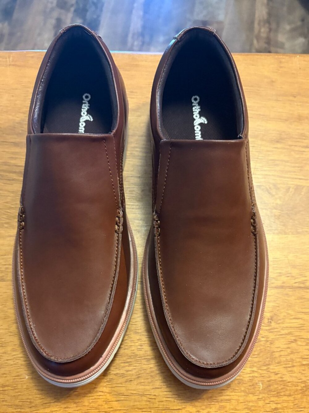 OrthoComfoot Men's Oxford Shoes Size 41 Brown Slip On Arch Support Comfort Shoes